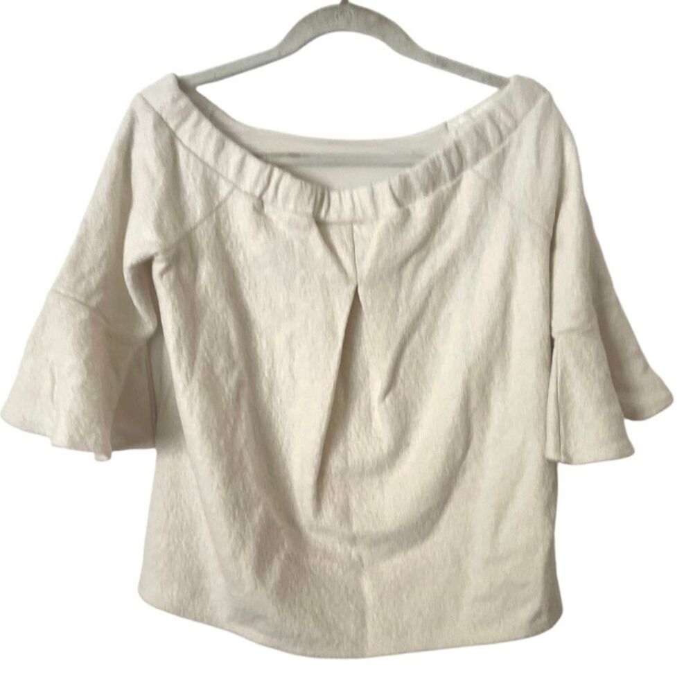 Banana Republic Cream Ivory‎ Wool Blend Off The Shoulder Top XS - Picture 2 of 7